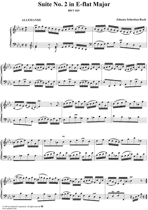 Suite No. 2 for Clavier in E-Flat Major  (BWV819)