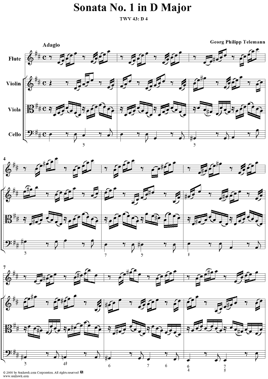 Sonata No. 1 in D Major - Score