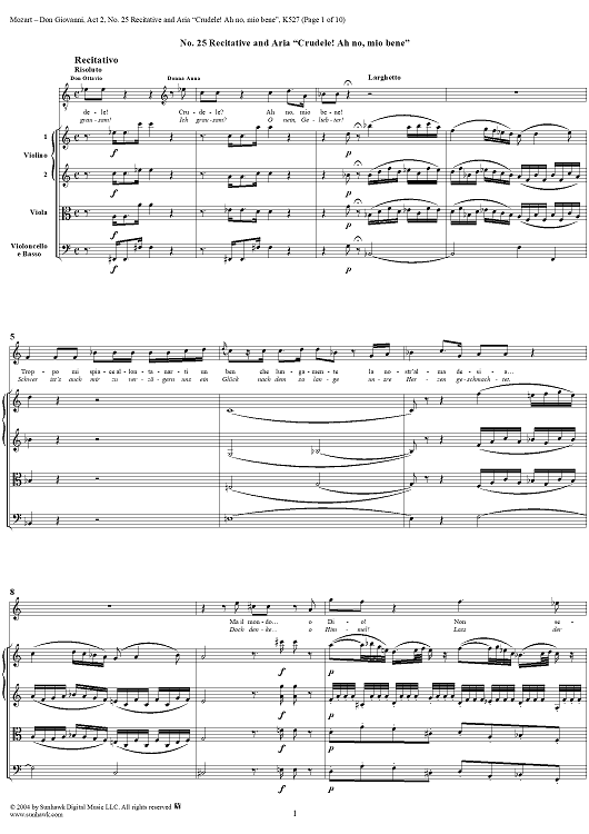 "Crudele? Ah nò, mio bene!", No. 25 from "Don Giovanni", Act 2, K527 - Full Score