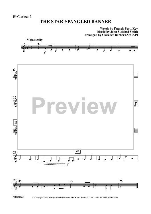 The Star-Spangled Banner - Clarinet 2 in Bb