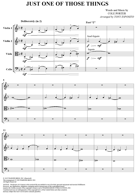 Just One of Those Things - Score