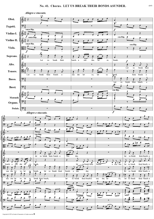 Messiah, nos. 41: Let us break their bonds asunder; and 42: He that dweleth in heaven - Full Score