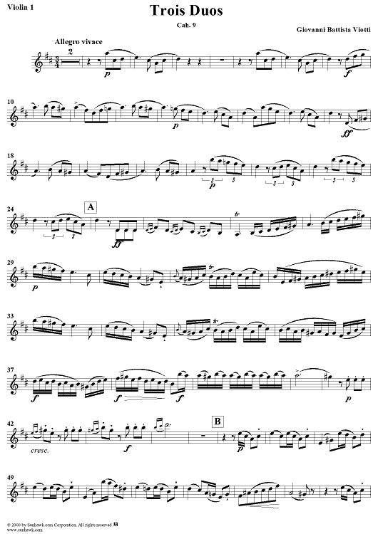 Trois Duos, Cah. 9 - Violin 1