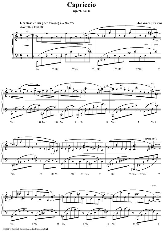 Klavierstucke, No. 8: Capriccio in C Major