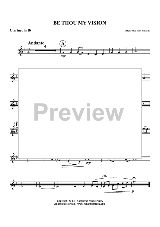 Be Thou My Vision - Clarinet in Bb