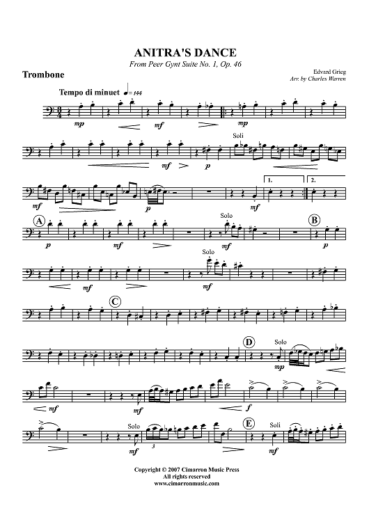 Anitra's Dance from "Peer Gynt Suite No. 1, Op. 46" - Trombone