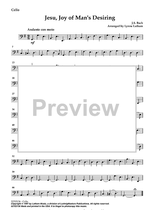 Jesu, Joy of Man's Desiring - Cello