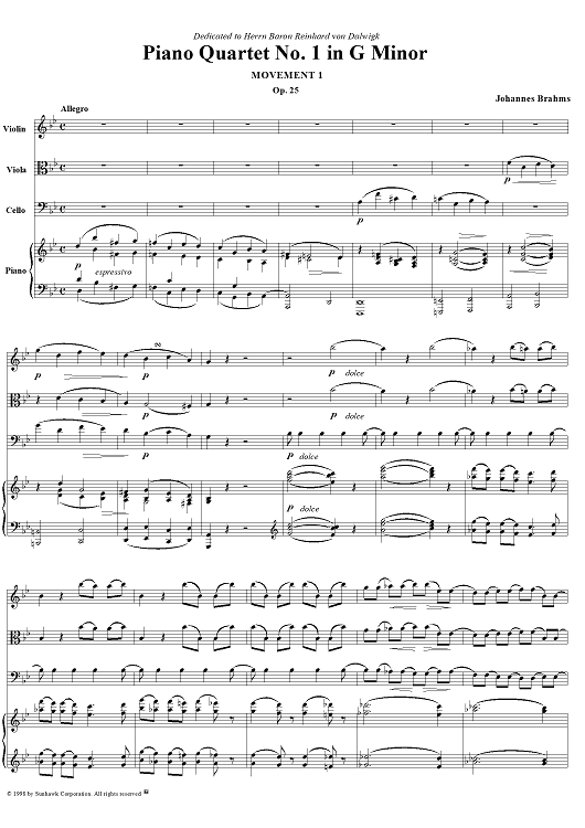 Piano Quartet no. 1 in G minor, op. 25: Movement 1