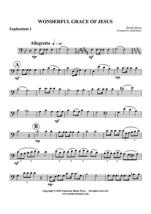 Wonderful Grace of Jesus - Euphonium 1 BC/TC
