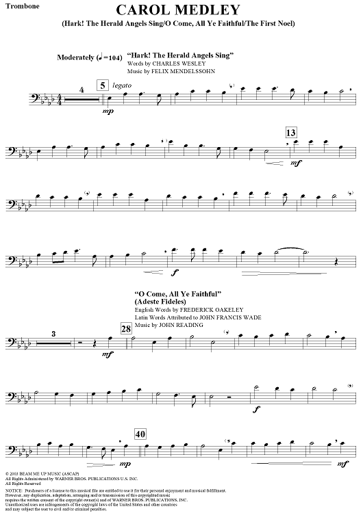 Carol Medley (Hark! the Herald Angels Sing/O Come, All Ye Faithful/The First Noel) - Trombone