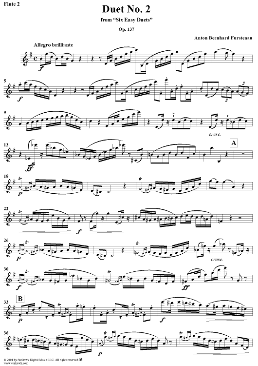 Duet No. 2 from Six Easy Duets, Op. 137 - Flute 2