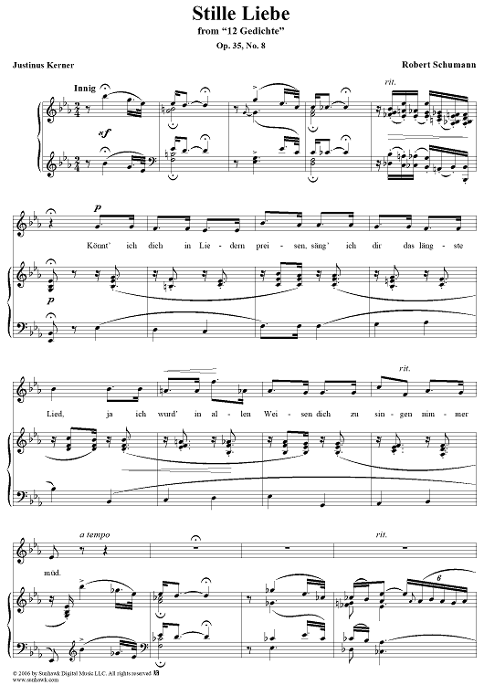 12 Gedichte, Op. 35, No. 8: Stille Liebe