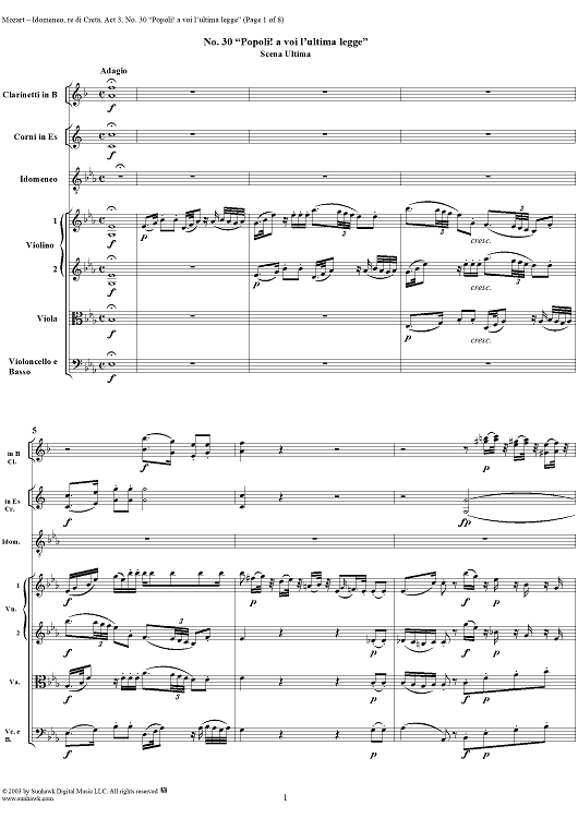 Idomeneo, rè di Creta, Act 3, No. 30 "Popoli! a voi l'ultima legge" - Full Score