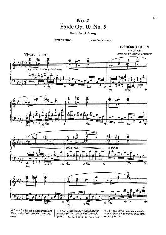 No. 7 - Étude Op. 10, No. 5 (First Version)