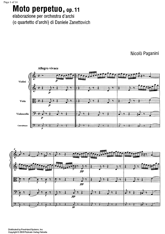 Moto perpetuo Op.11 - Full Score