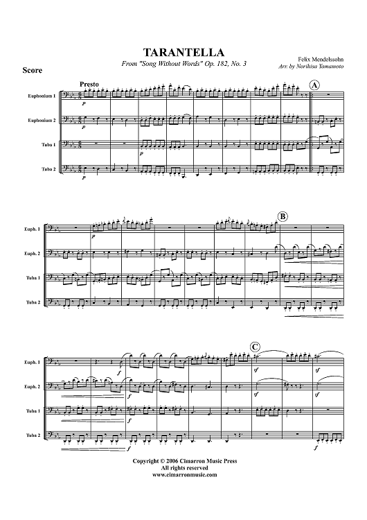 Tarantella (from "Song Without Words" Op. 182, No. 3) - Score