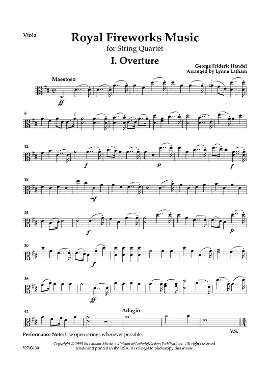 The Royal Fireworks Music - Viola