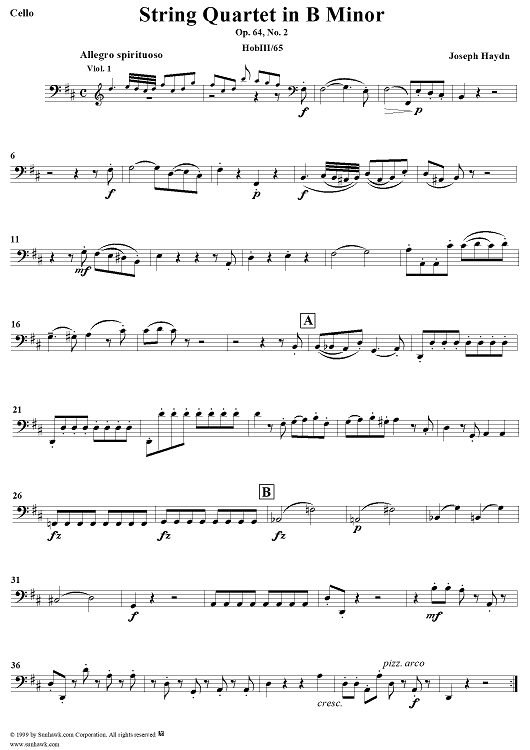 String Quartet in B Minor, Op. 64, No. 2 - Cello