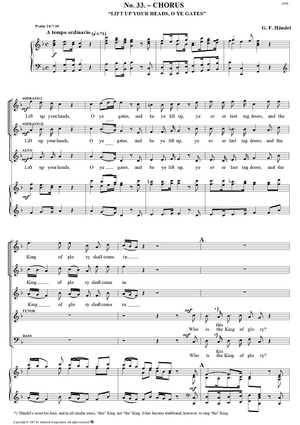Messiah, no. 33: Lift up your heads, O ye gates - Piano Score