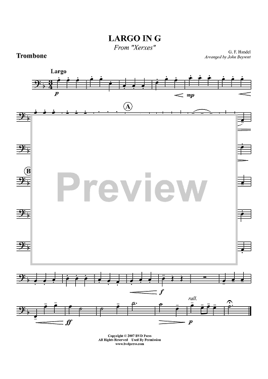 Largo in G from "Xerxes" - Trombone