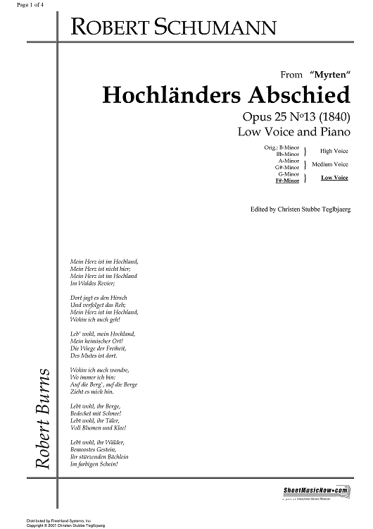 Hochländers Abschied Op.25 No.13