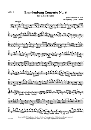 Brandenburg Concerto No. 6 - for Cello Sextet - Cello 1