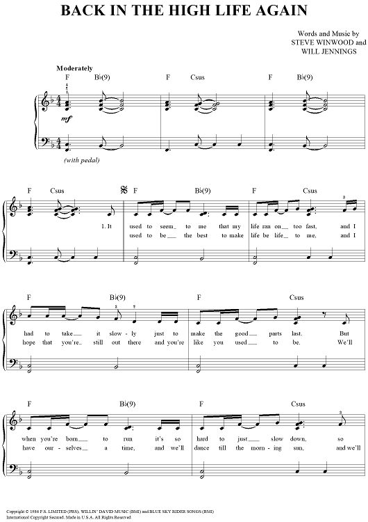 Back In the High Life Again