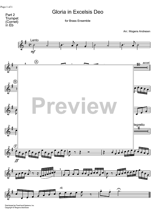 Gloria in Exelsis Deo - B-flat Trumpet/Cornet
