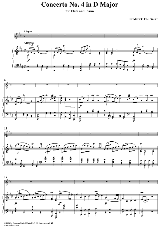 Concerto No. 4 in D Major - Piano Score