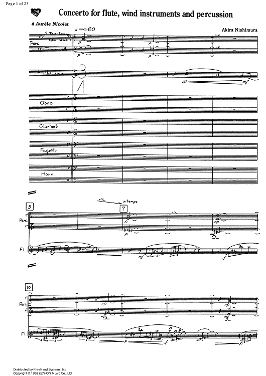Concerto for flute, wind instruments and percussion - Score