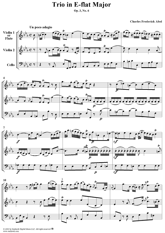 Trio in E-flat Major Op. 3, No. 6 - Score