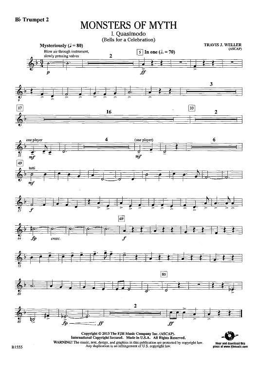 mechanical monsters sheet music trumpet Monsters of Myth - Bb Trumpet 2" Sheet Music for Concert Band
