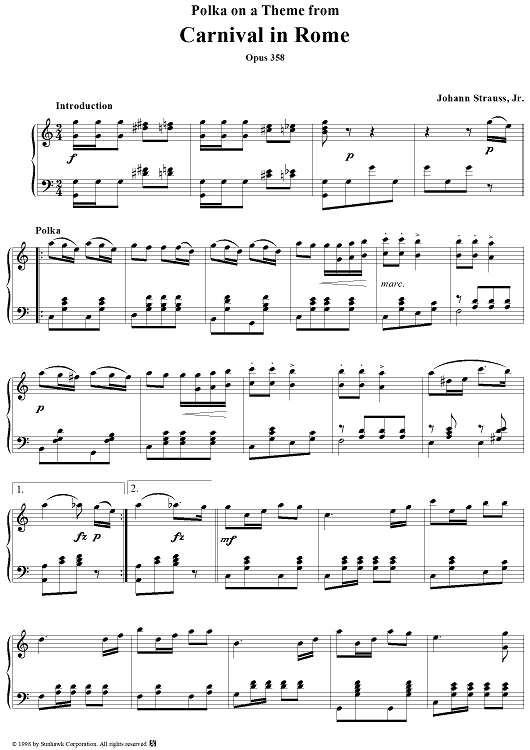 Polka on a Theme from Carnival in Rome, op. 358