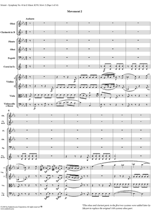 Symphony No. 40 in G Minor, Movement 2 - Full Score