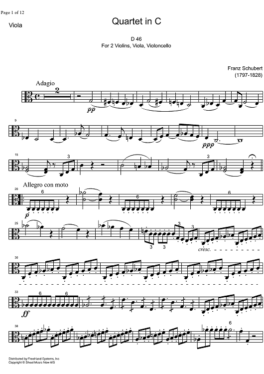 String Quartet No. 4 C Major D46 - Viola