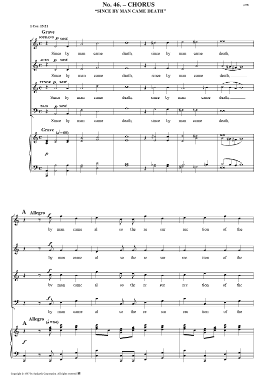 Messiah, no. 46: Since by man came death - Piano Score