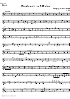 Divertimento No. 6 C Major KV188 - Flute 2