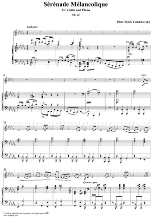 Sérénade Mélancolique in B-flat Minor (b-moll) - Piano Score