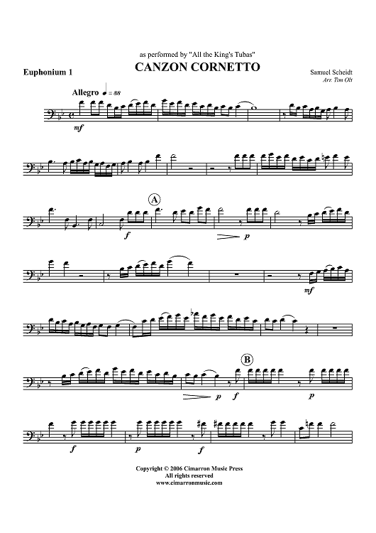 Canzon Cornetto - Euphonium 1 BC/TC