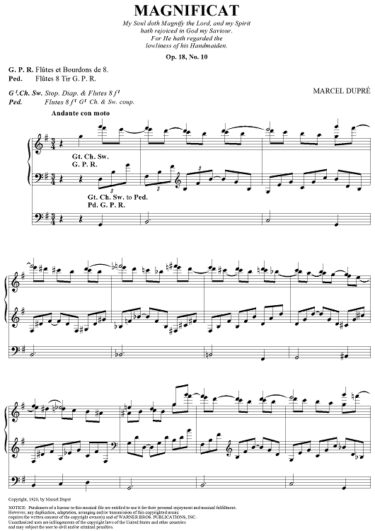 Magnificat: My soul doth magnify the Lord, Op. 18, No. 10