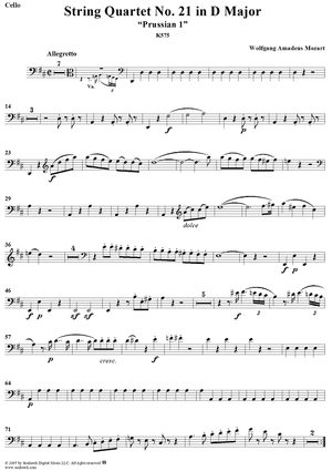 String Quartet No. 21 in D Major, K575 - Cello