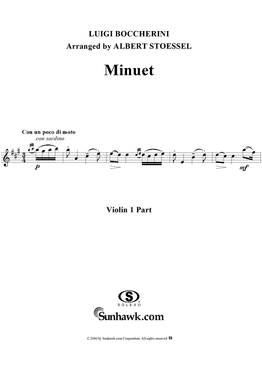 The Celebrated Minuet - Violin 1