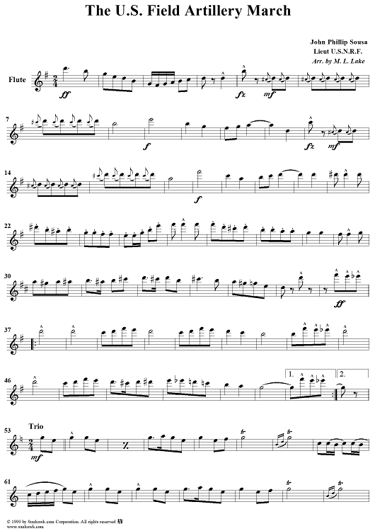 The U.S. Field Artillery March - Flute