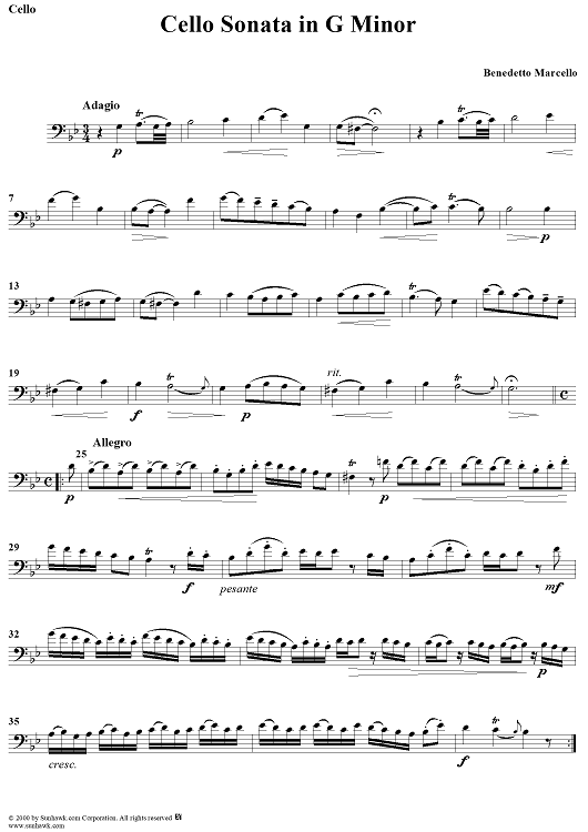Cello Sonata in G Minor - Cello