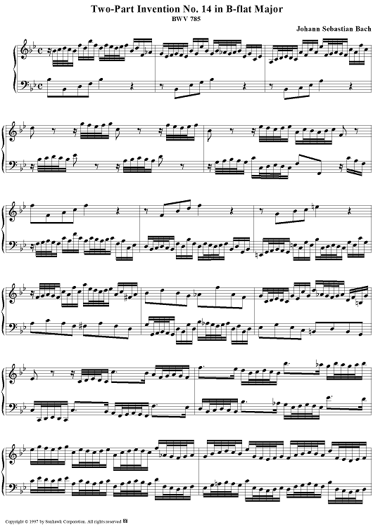 Bach Invention No. 14 Two-Part Invention No. 14 in B-flat Major