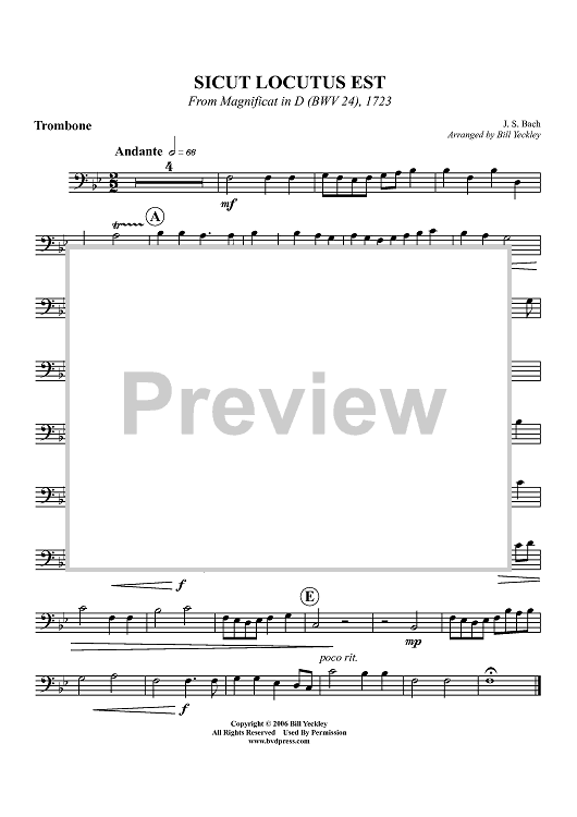 Sicut Locutus Est -From Magnificat in D (BWV 24), 1723 - Trombone