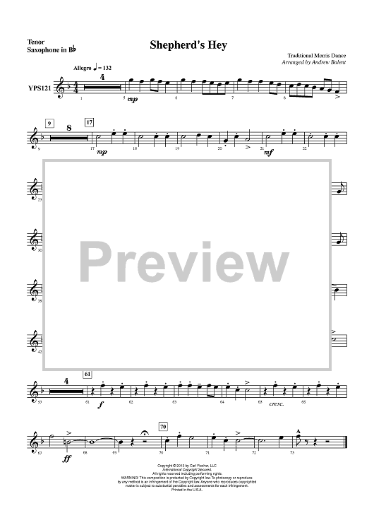 Shepherd’s Hey - Tenor Sax