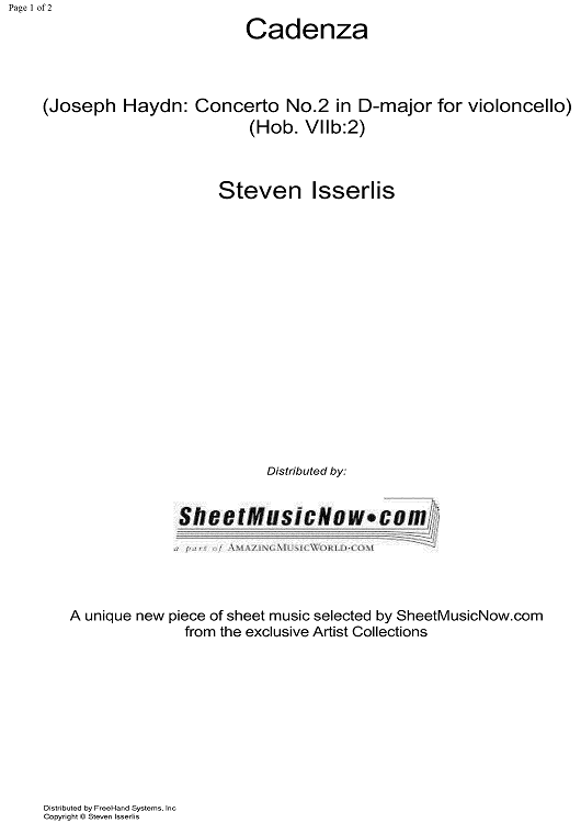 Cadenza Concerto No. 2 D Major  1st and  2nd movement - Preface