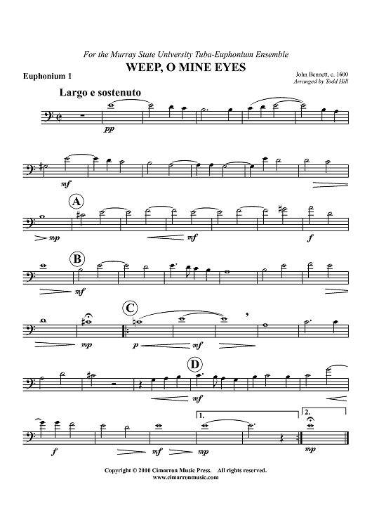 Weep, O Mine Eyes - Euphonium 1
