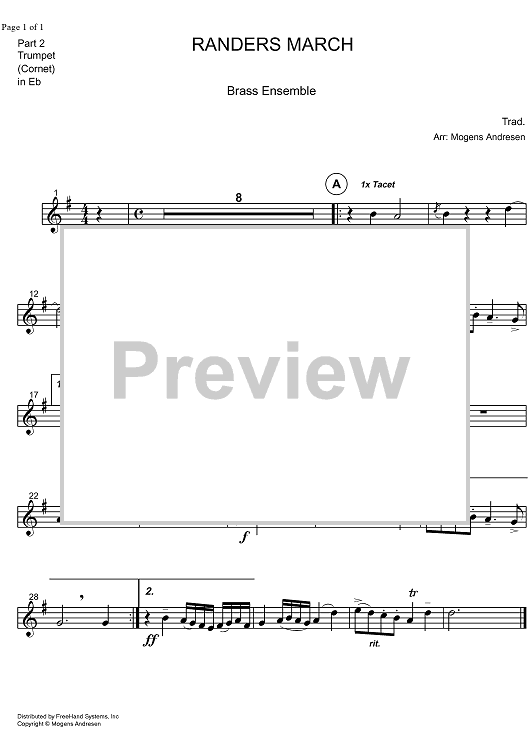 Randers March - Trumpet in E-flat/Cornet